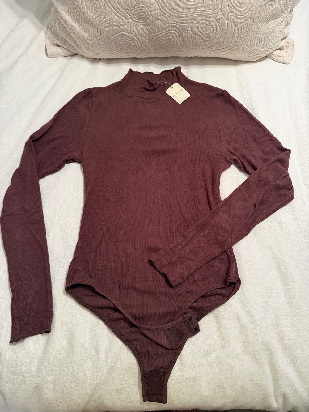 Free People brown Long Sleeve Mock Neck Bodysuit